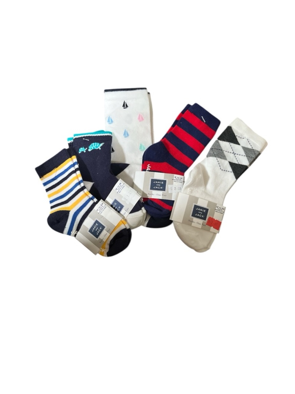 Janie and Jack Boys' Assorted Patterned Crew Socks - Navy, Red, White, Gray
NWT